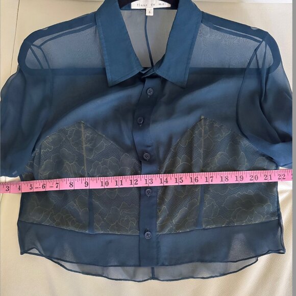 BNWT Fleur Du Mal Blouse + SKirt silk + attached neon lingerie - Picture 14 of 16